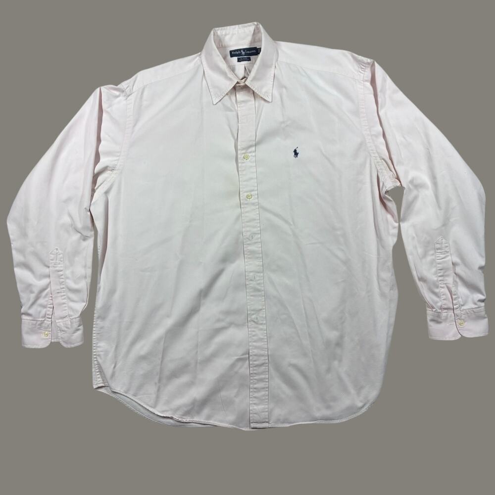 Vintage Ralph Lauren Blaire Shirt Mens XL Light Pink Long Sleeve Button Up Pony